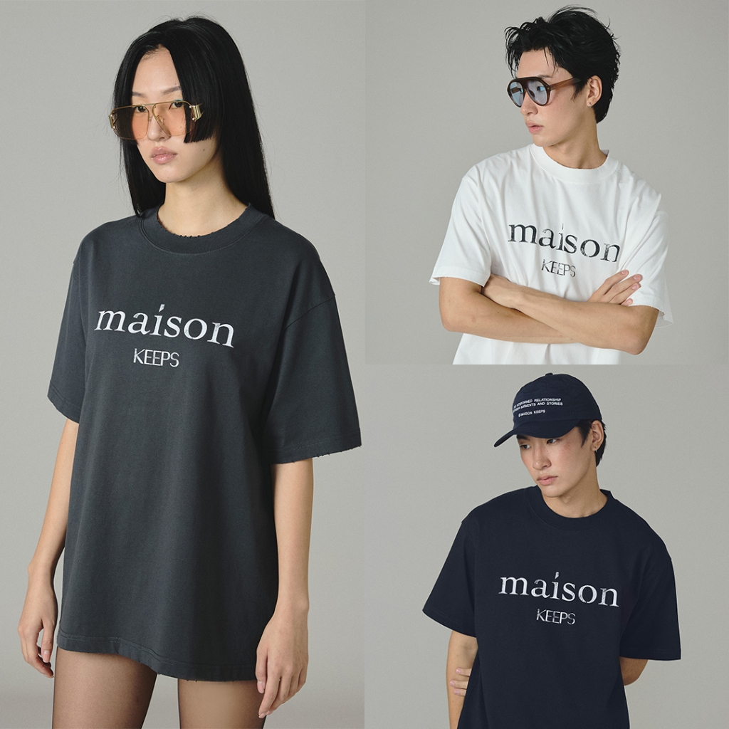 maison KEEPS | The Boyfriend Original Faded Logo Tee | เสื้อยืด ทรง oversized | มีให้เลือก 3 Size อก 44'' 46'' และ 48''