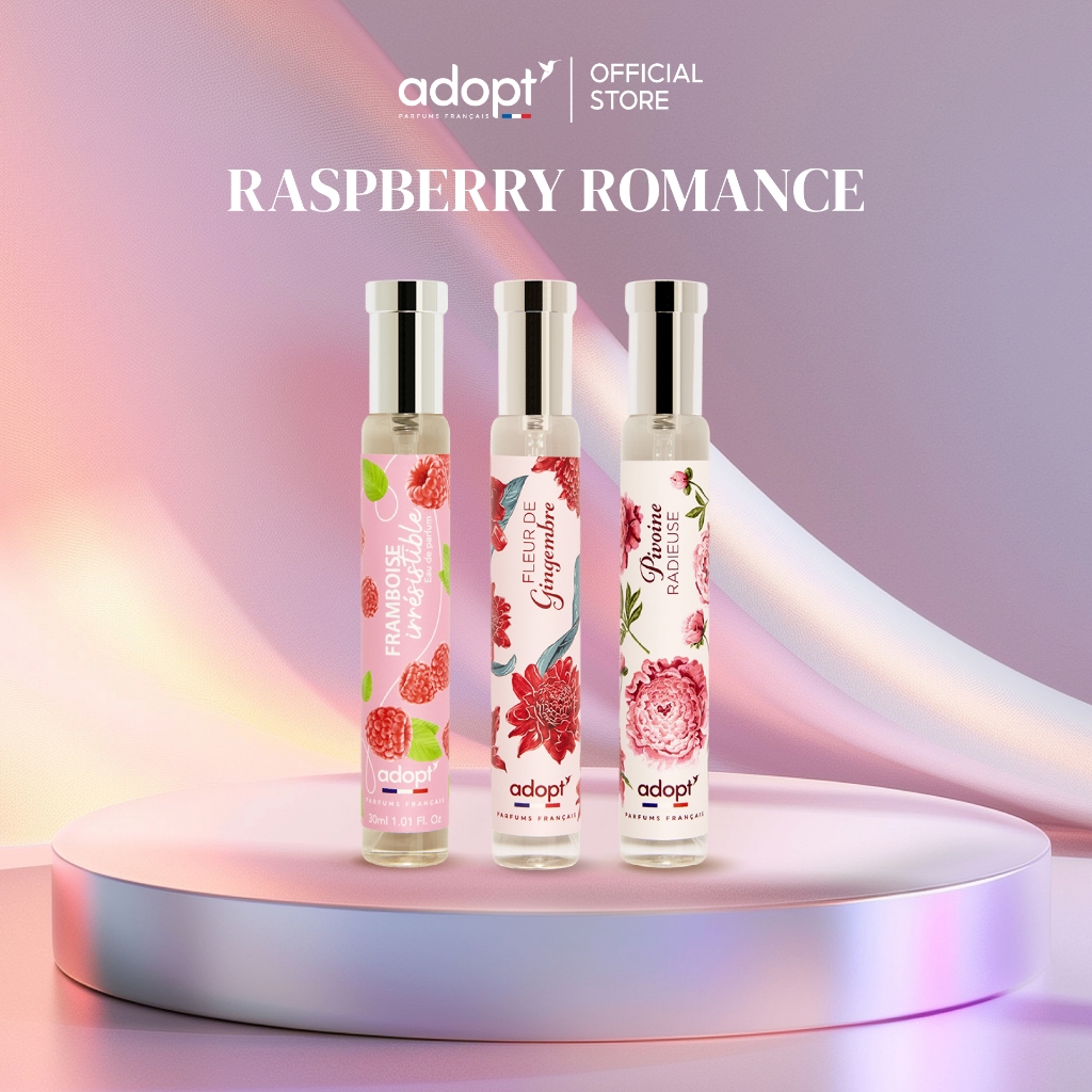 [Set 3 ขวด แถมฟรี กลิ่น Framboise 1 ขวด] For Unisex Raspberry Romance Set Adopt parfums น้ำหอมพรีเมียมจากฝรั่งเศส