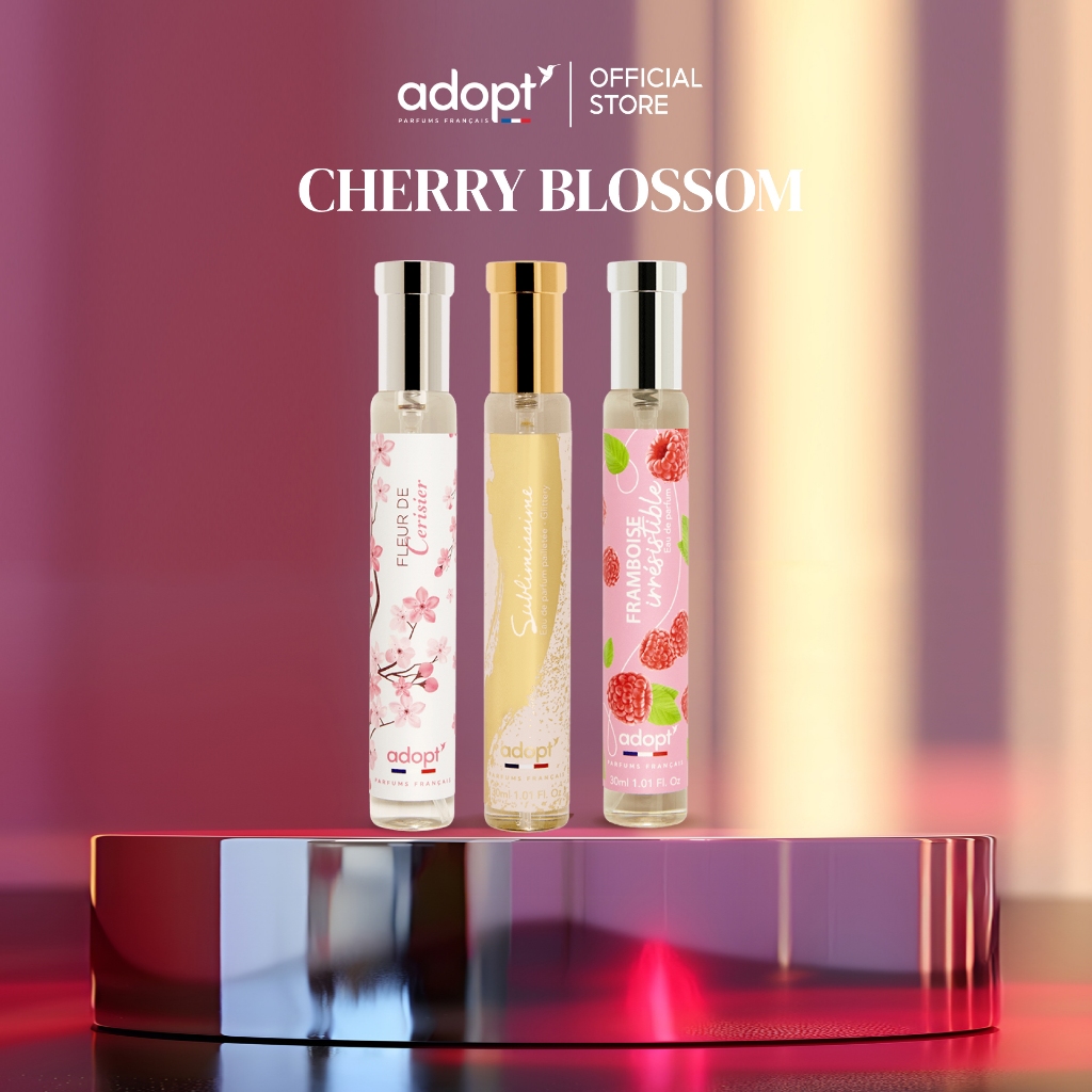 [Set 3 ขวด แถมฟรี กลิ่น Gingembre 1 ขวด] ✨For Unisex✨🌸🍒Cherry Blossom Set 🍒🌸 Adopt parfums น้ำหอมพรีเมียมจากฝรั่งเศส