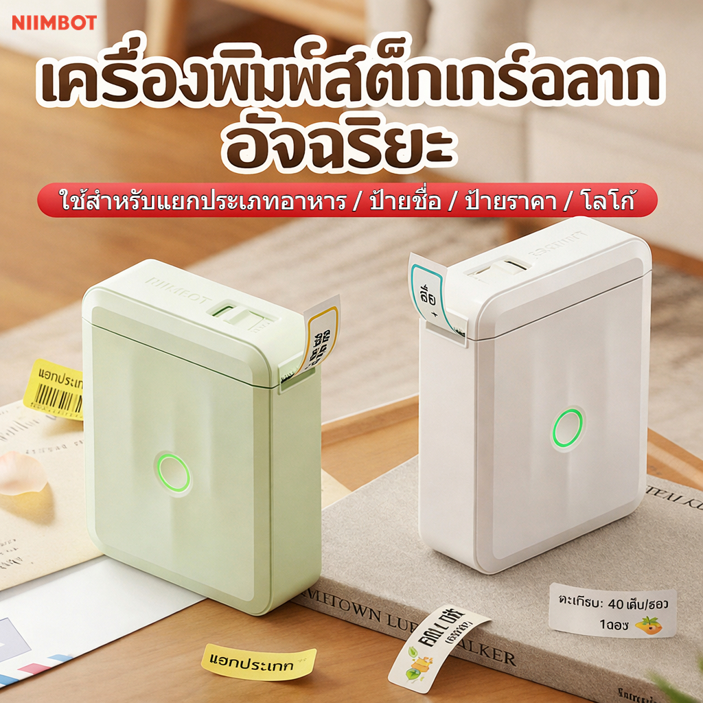NIIMBOT D110 เครื่องพิมพ์ฉลากบลูทูธขนาดเล็ก เหมาะสำหรับการจัดระเบียบสำนักงาน ครัวในบ้าน และโรงเรียน