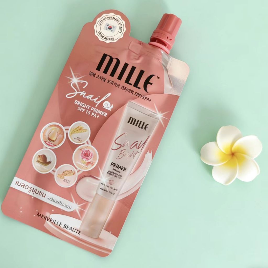 (แบบซอง) Mille Snail Bright Primerไพร์มเมอร์ มิลเล่ SPF15 PA+ 6g.