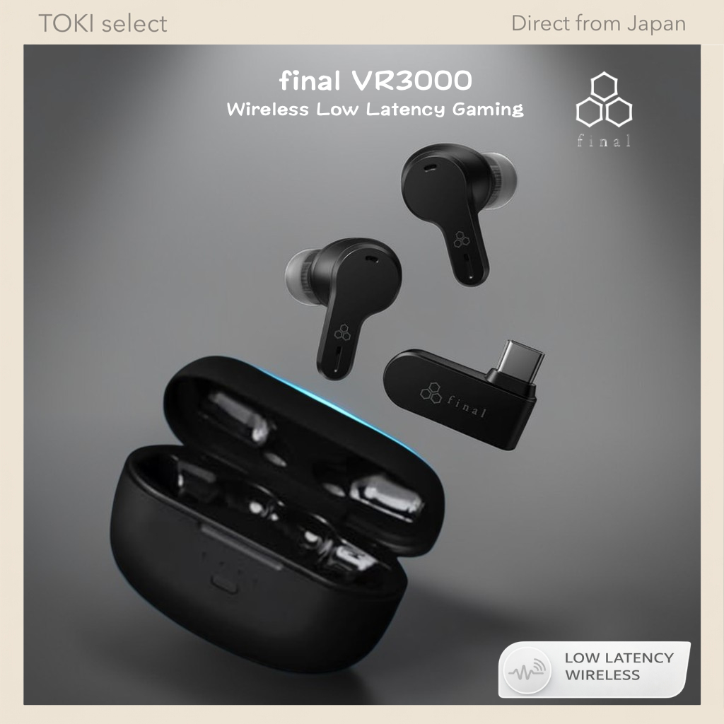 Final VR3000 Wireless for Gaming + Game-Specific Earphones, Ultra-Low Latency Connection Under 20ms,