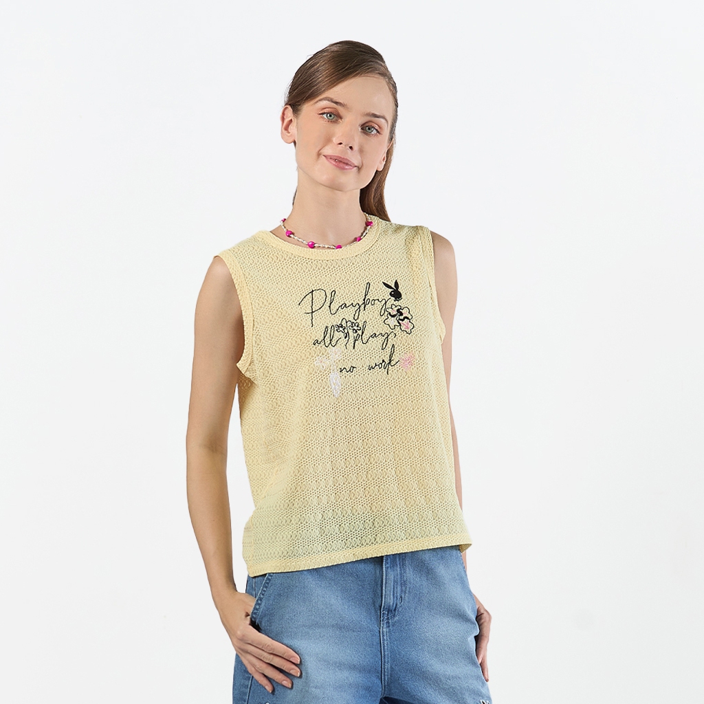 PLAYBOY BLOOMING EASE เสื้อผ้าผู้หญิง/เสื้อ/เสื้อยืดสีเหลือง รุ่น P1WT262TF003YE