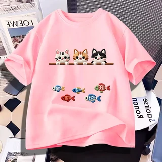 D1375เสื้อยืดแขนสั้น ผ้านุ่มยืดได้ใส่สบายฯ ลายแฟชั่นนานาชาติ ปลีก-ส่ง