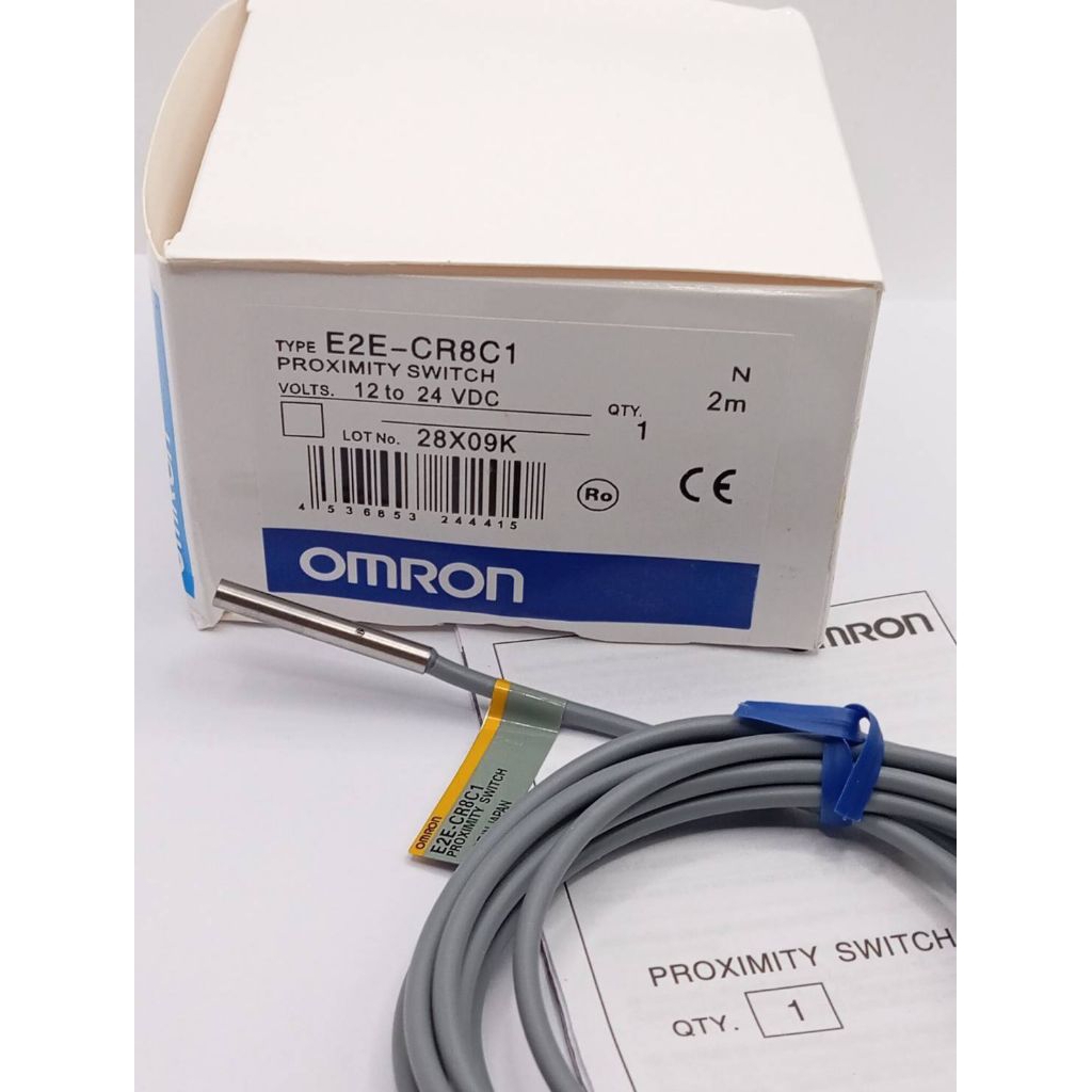 Proximity Sensor (รุ่น E2E-CR8C1) ซึ่งเป็นอุปกรณ์ตรวจจับวัตถุโลหะแบบเหนี่ยวนำ NPN, Normally Open (NO