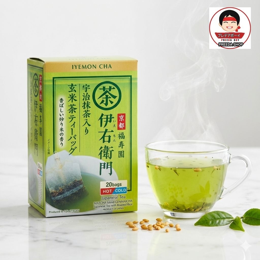 IYEMON CHA TEA BAG (20 ถุง) ชาเขียวข้าวคั่ว ชนิดถุงพร้อมชง ชาญี่ปุ่น (บรรจุ20ซอง×2g) 661024