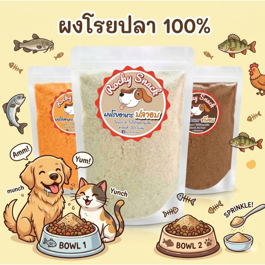 ผงปลาอบ 💯% ปลาจืด ไม่เค็ม ไม่ปรุงแต่งใดๆ ผงโรยอาหาร อาหารสุนัข อาหารแมว ขนมหมา ขนมแมว  อาหารสัตว์เลี้ยง,