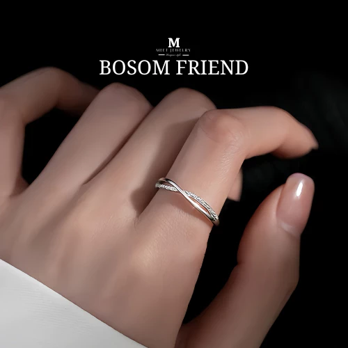 MEET💕แหวนเงินแท้ bosom friend แหวนเพชร แหวนสายมู ของขวัญแทนใจ เงินแท้ 925 สไตล์มินิมอล แหวนมงคล