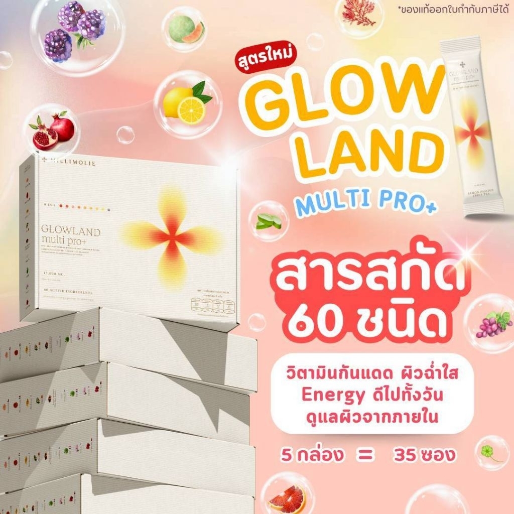 🔥พร้อมส่งสูตรใหม่60สารสกัด🔥GLOWLAND multi pro+ กล่องเล็ก​ 5BOX ☀️⛱️วิตามินกันแดด​ วิตามินอาหารผิว