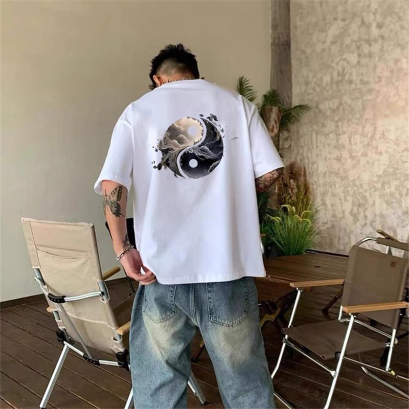 HSAN shop เสื้อยืด Oversize cotton100% เสื้อ "tai chi"เสื้อผู้ชาย คอกลม โคตรนุ่ม ใส่สบาย t shirt แฟชั่น สไตล์เกาหลี