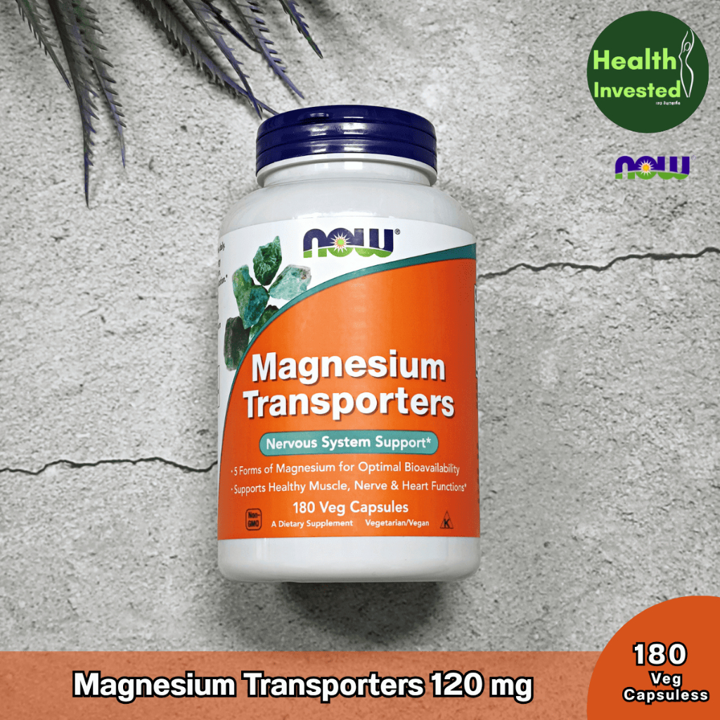 <Now food>Magnesium Transporters 120 mg, 180 Veg Capsules แมกนีเซียม