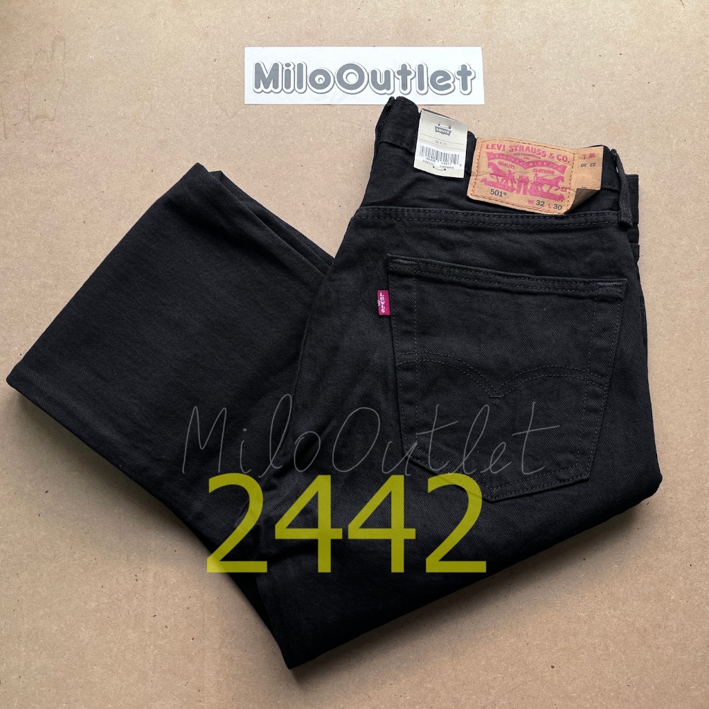 กางเกงยีนส์ Levi’s 501 SuperBlack ผ้ายืด สีดำ รหัสผ้า 2442 Made in Egypt/Mexico ของแท้ 100%