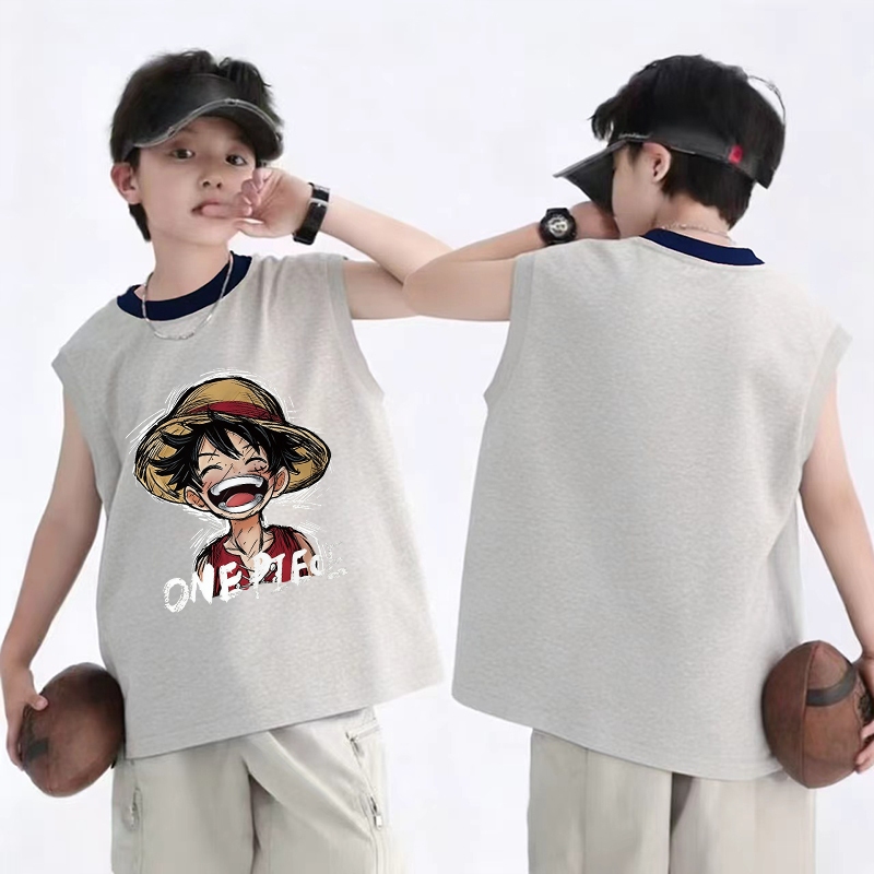 【COD】【Baby Studio】ทำจากผ้าฝ้าย 100% เสื้อกั๊กเด็ก ลายการ์ตูนน่ารัก เด็กหมวกฟาง นุ่มสบาย ทรงหลวม 90-150ซม จัดส่งรวดเร็ว