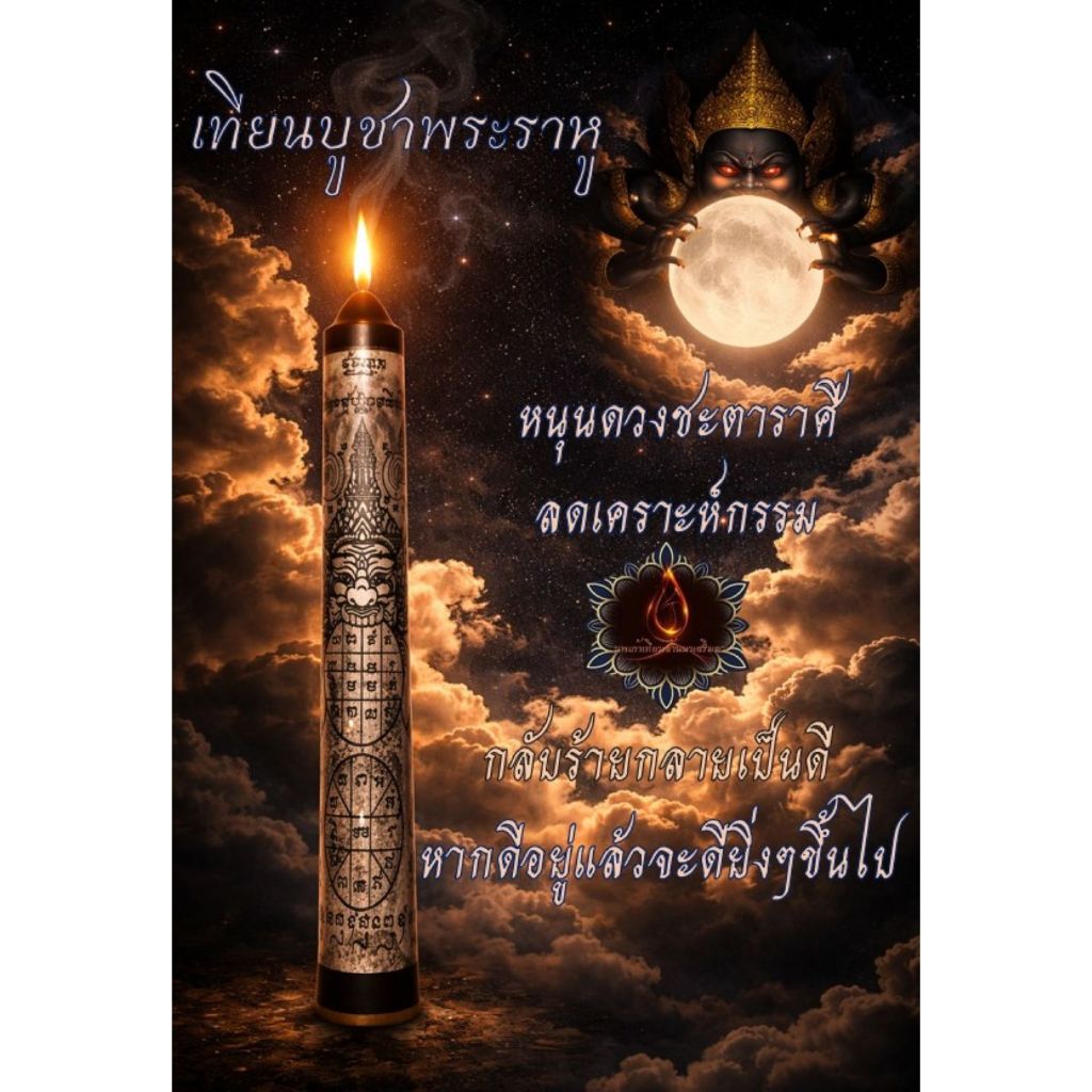 ​ เทียนพระราหู ลดเคาระห์กรรม เทียนบูชาพระราหู