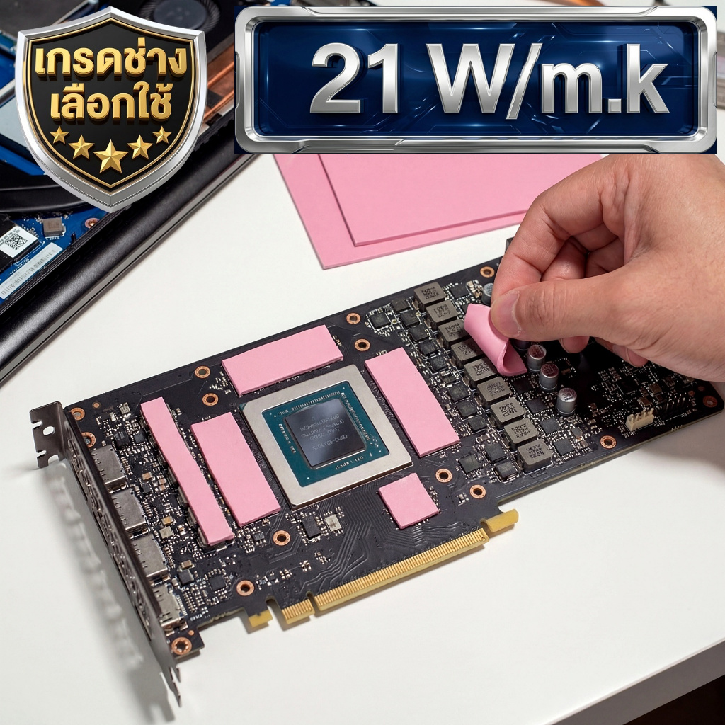 21 W/m.k [เกรดช่างเลือกใช้] Thermal Pad Pro แผ่นระบายความร้อน แปะแรม ภาคจ่ายไฟ การ์ดจอ Notebook M.2 CryoCore เย็นสุดขั้ว