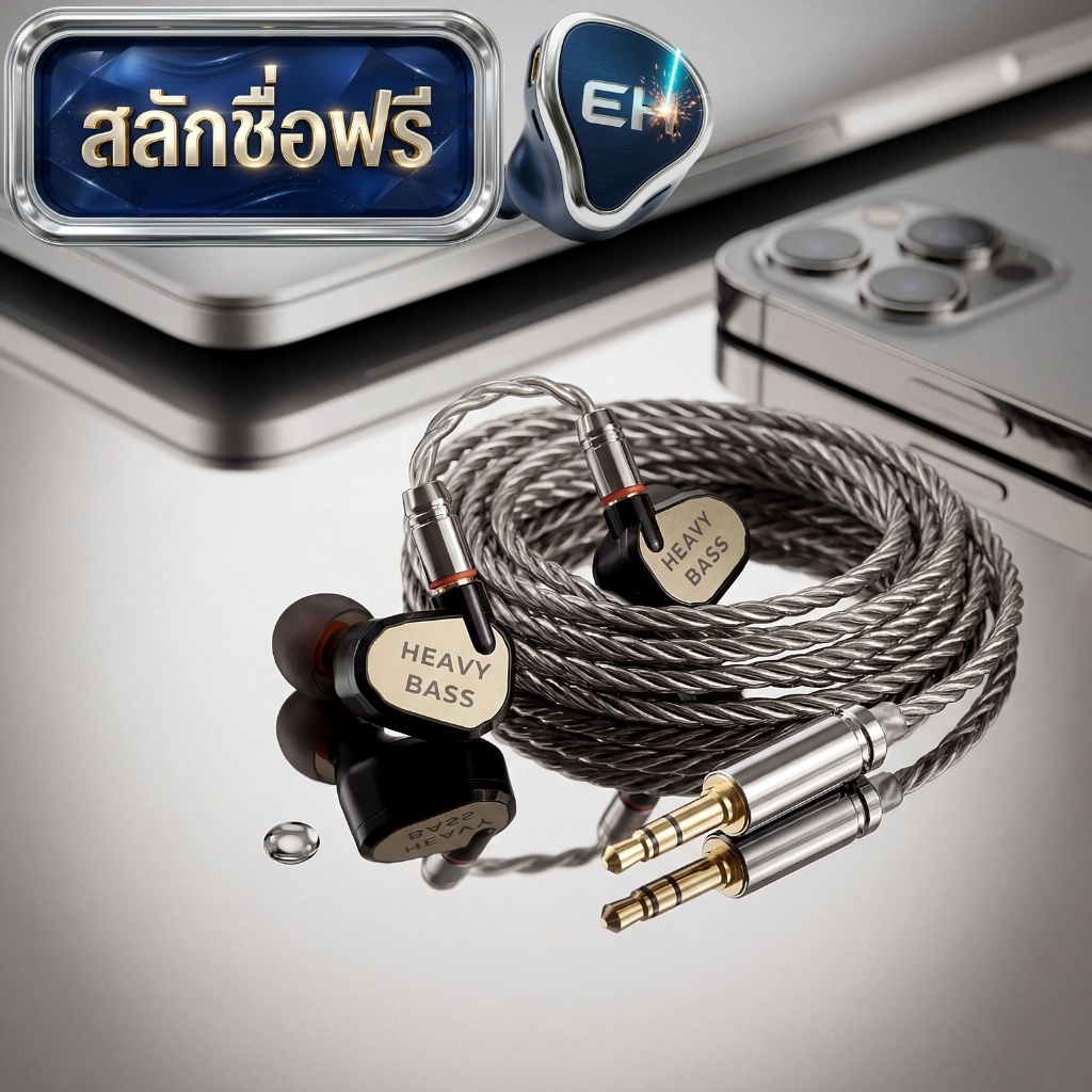 [สลักชื่อฟรี] หูฟัง In-Ear รุ่น อักขระ ถอดสายได้ (ขั้ว MMCX) เบสทรงพลัง - Elite BASS