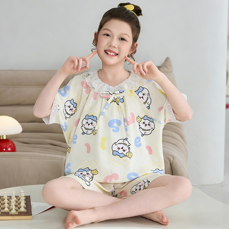 ชุดนอนของแม่และลูกสาว สไตล์เจ้าหญิง,เสื้อแขนสั้น+กางเกงขาสั้น,ผ้าฝ้ายคุณภาพสูง ราคา ถูกที่สุด ดีลบีเคเค แกลเลอรีภาพที่ 7