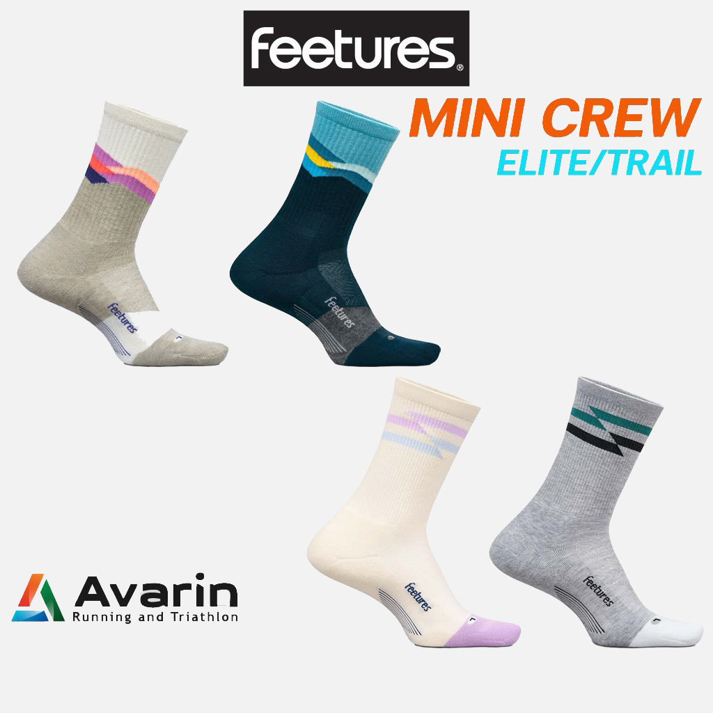 Feetures Elite/Trail Mini Crew ถุงเท้าวิ่งมาราธอน ขายดีอันดับหนึ่งในอเมริกา กระชับ ระบายอากาศดีสุด (รับประกัน 1 ปี)