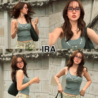 BY IRA (2026-117) Butty Top เสื้อกล้ามสีพื้น แต่งเเฮนเมด ผ้า…