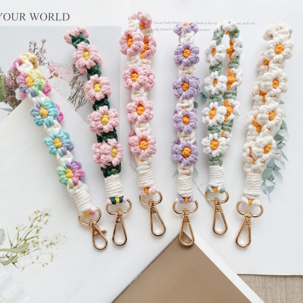 ผ้าฝ้ายทอดอกไม้ Lanyardsสายโทรศัพท์มือถือสำหรับป้องกันการสูญเสียพวงกุญแจฯลฯยังสามารถใช้สายแขวนข้างกระเป๋าได้