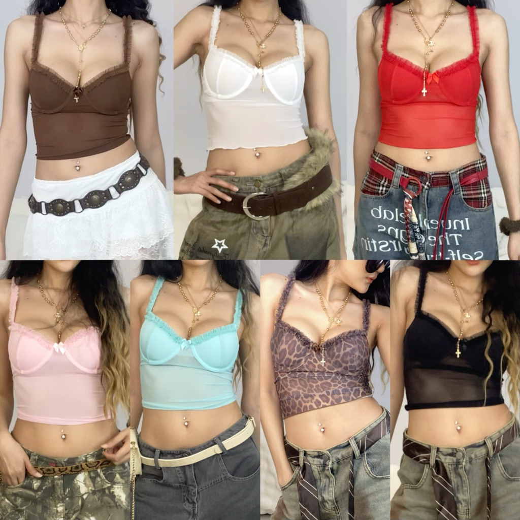 WARANYAPHAT - เสื้อสายเดี่ยวซีทรู อกมีโครง เซ็กซี่มากก