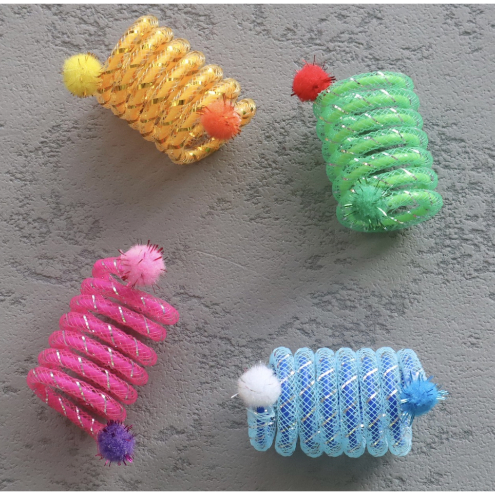 PP-1609 สปริงไนลอนยืดหยุ่น สปริงหลอด เด้งสนุก แมวเล่นเพลิน คลายเครียด มี 4 สี พร้อมส่ง 🐱💖