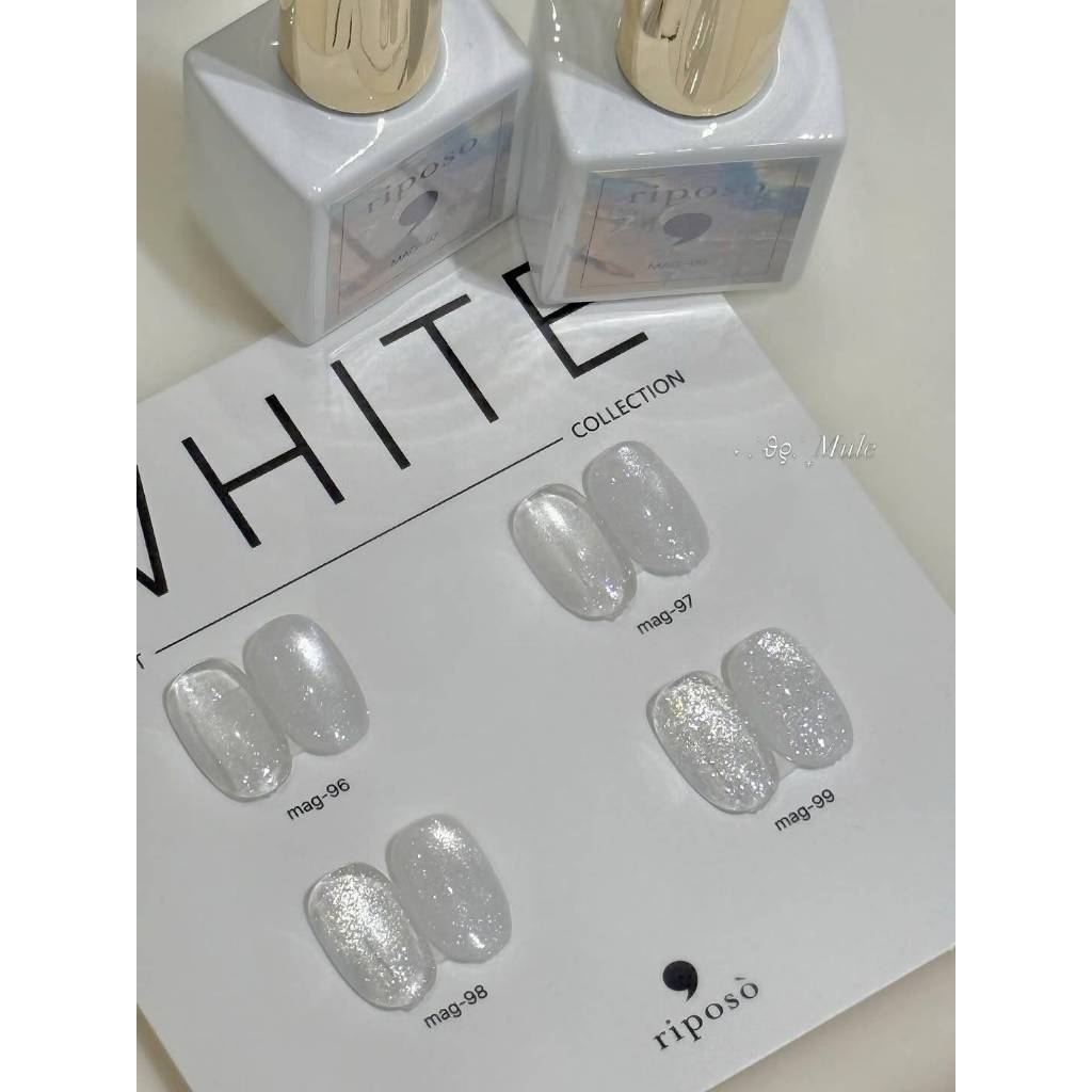 แยกขาย สีเล็บเจลRIPOSO🇰🇷 'White' magnet collection 4 สีCateyeลูกแก้วขาว ที่สาวๆตามหา ของแท้จากเกาหลี
