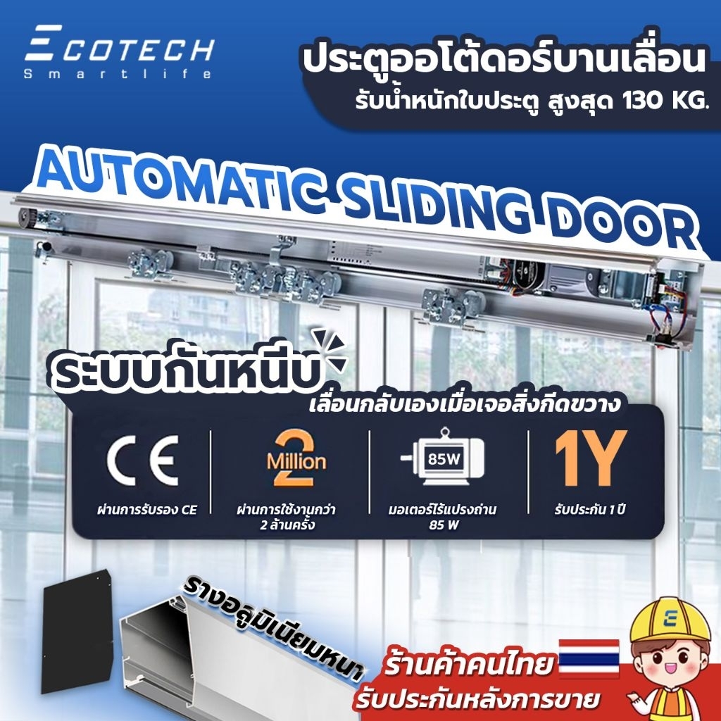 ประตูอัตโนมัติพร้อมรางและฝาครอบ  HH125 Autodoor ประตูบานเลื่อนอัตโนมัติ