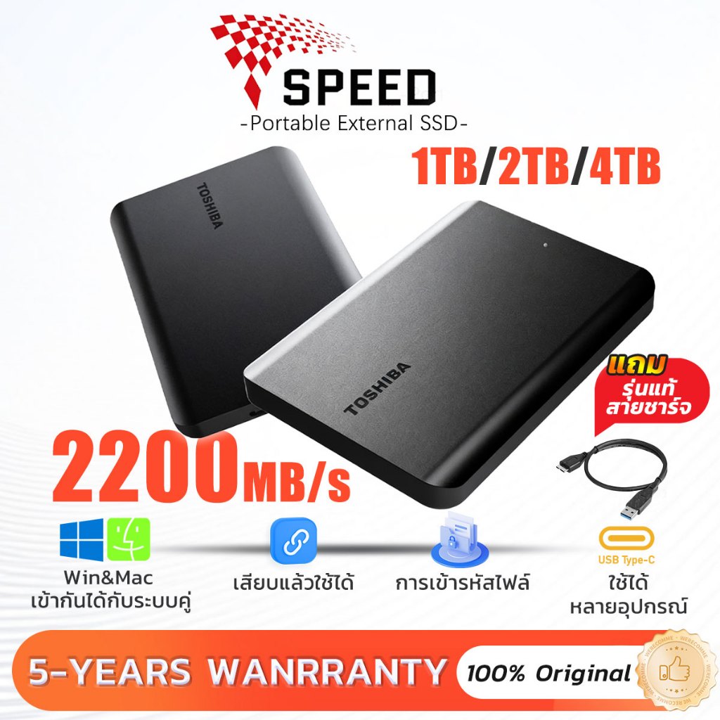 External Harddisk 4TB/2TB/1TB HDD USB3.2 ฮาร์ดดิสก์แบบพกพา ที่เก็บข้อมูลแบบพกพา