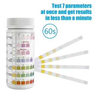 100 ชิ้น 6 IN1 Aquarium pH Detector Test Strip Tester ไนไตรท์ไนเตรตคลอโรคาร์บอเนตรวมความแข็งอัลคาไลเหมาะสำหรับถังน้ำ