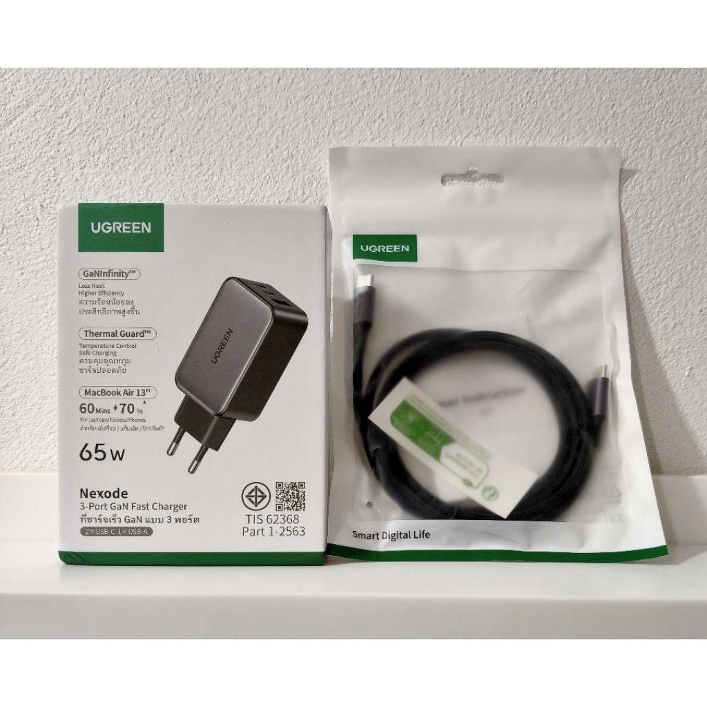 Ugreen หัวชาร์จ 65w 2C1A  + สายชาร์จ C TO C  ยาว 1 เมตร ของใหม่ มือ1
