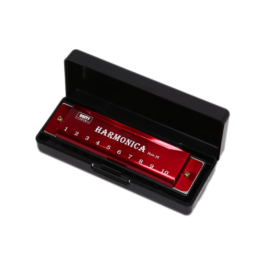 Silver Metal Harmonica 10/24Holes Key of C for Blues Rock Professional Beginner Teaching