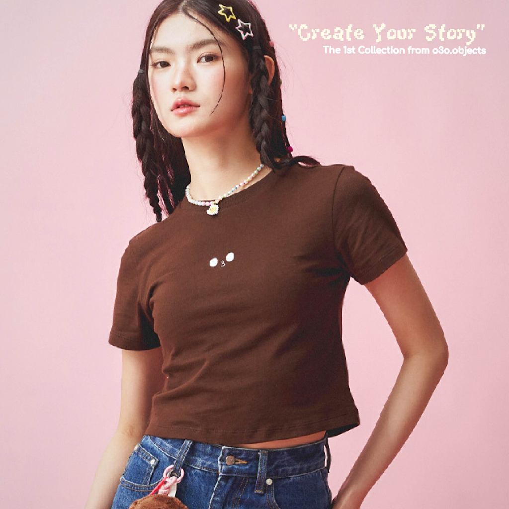 o3o.Brown Baby Tee - เสื้อทรง Baby Tee สีน้ำตาลช็อกโกแลต