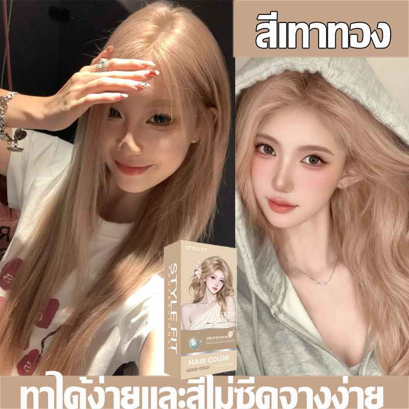 [COD] จัดส่งภายใน 24 ชั่วโมง ยาย้อมผม STYLE FIT ขนาด 200 มล.สีเทาทอง ไม่ต้องฟอกสี สีติดทนนาน สีผมสวยสดใสตามต้องการ