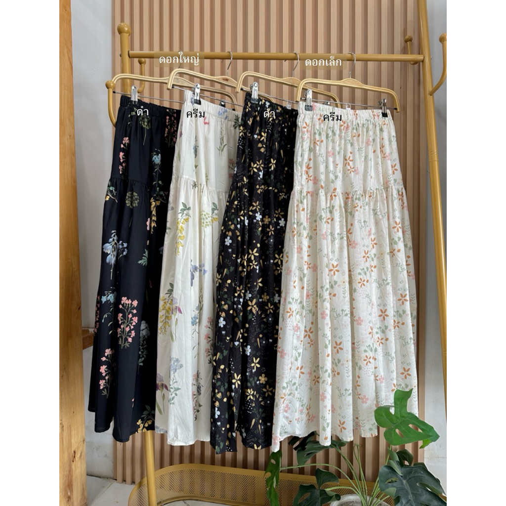 กระโปรงลายดอกไม้สีสดใส เอวสูง ใส่สบาย มีซับใน ทรงสวย ผ้าดี น่ารักสุดๆ รหัส 3982-5