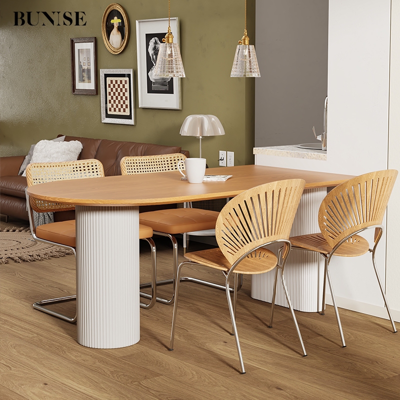 BUNISE Solid Wood Dining Table SD13 Japanese Minimalist 1-4 Seater, Compact Corner Design, Ideal for