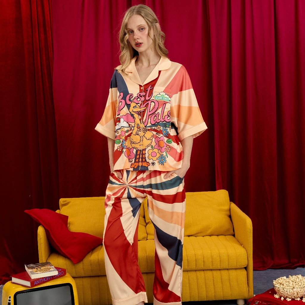 Muslin Pajamas x Sesame Street Collection [Sunny Slumber] ชุดนอนใส่เที่ยว ลายเซซามีสตรีท