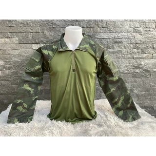 เสื้อคอมแบทเชิ้ตทหาร เนื้อผ้าใส่สบาย มีกระเป๋าใบใหญ่ตีนตุ๊กแก และสนับศอก สุดเท่
