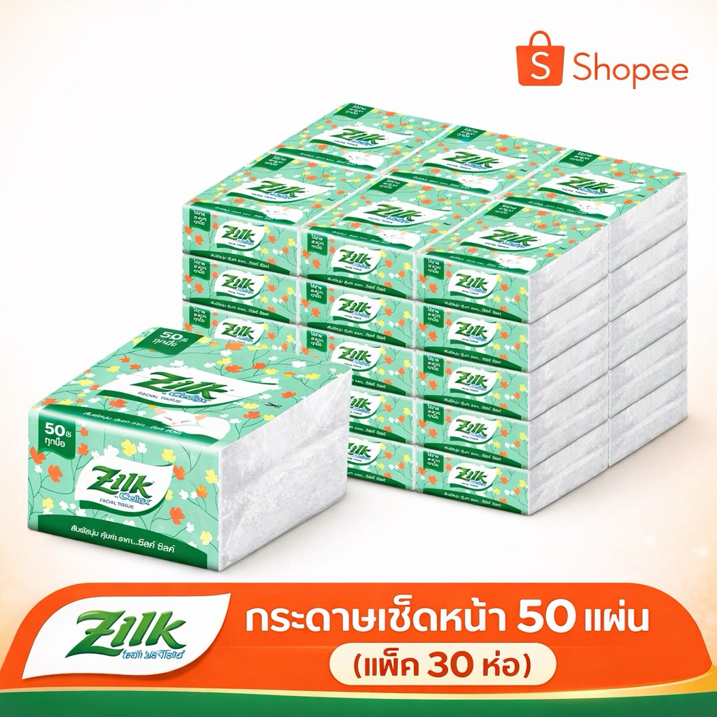 กระดาษทิชชู่ Zilk Cellox ป๊อปอัพ 50 แผ่น (แพ็ค 30 ห่อ)