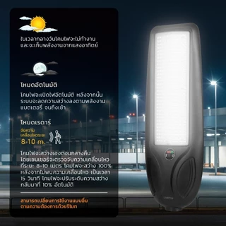 LAMPTAN โคมไฟถนนพลังงานแสงอาทิตย์ SOLAR STREETLIGHT LUMIARC หน้าโค้งเพิ่มการกระจายแสง