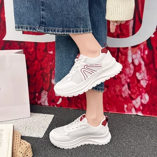 JSNB !NEW!รองเท้าผ้าใบ ทรงสปอร์ตระบายอากาศพื้นนุ่มเดินสบายเสริมส้นเพิ่มความสูง 4ซม. ทนทาน ใส่เที่ยว ใส่ทำงานได้ [LN9020]
