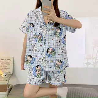 🔥มาใหม่พร้อมส่ง🔥 ชุดนอนผ้าไหมอิตาลี่ แขนสั้น-ขาสั้น มีหลายลายให้เลือก ผ้าดี ฟรีไซส์ SS-1