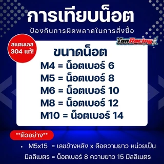 น็อตคอลโซน M4 M5 M6 "ลายเรียบร่อง" เกลียวมิล ราคาต่อตัว!!