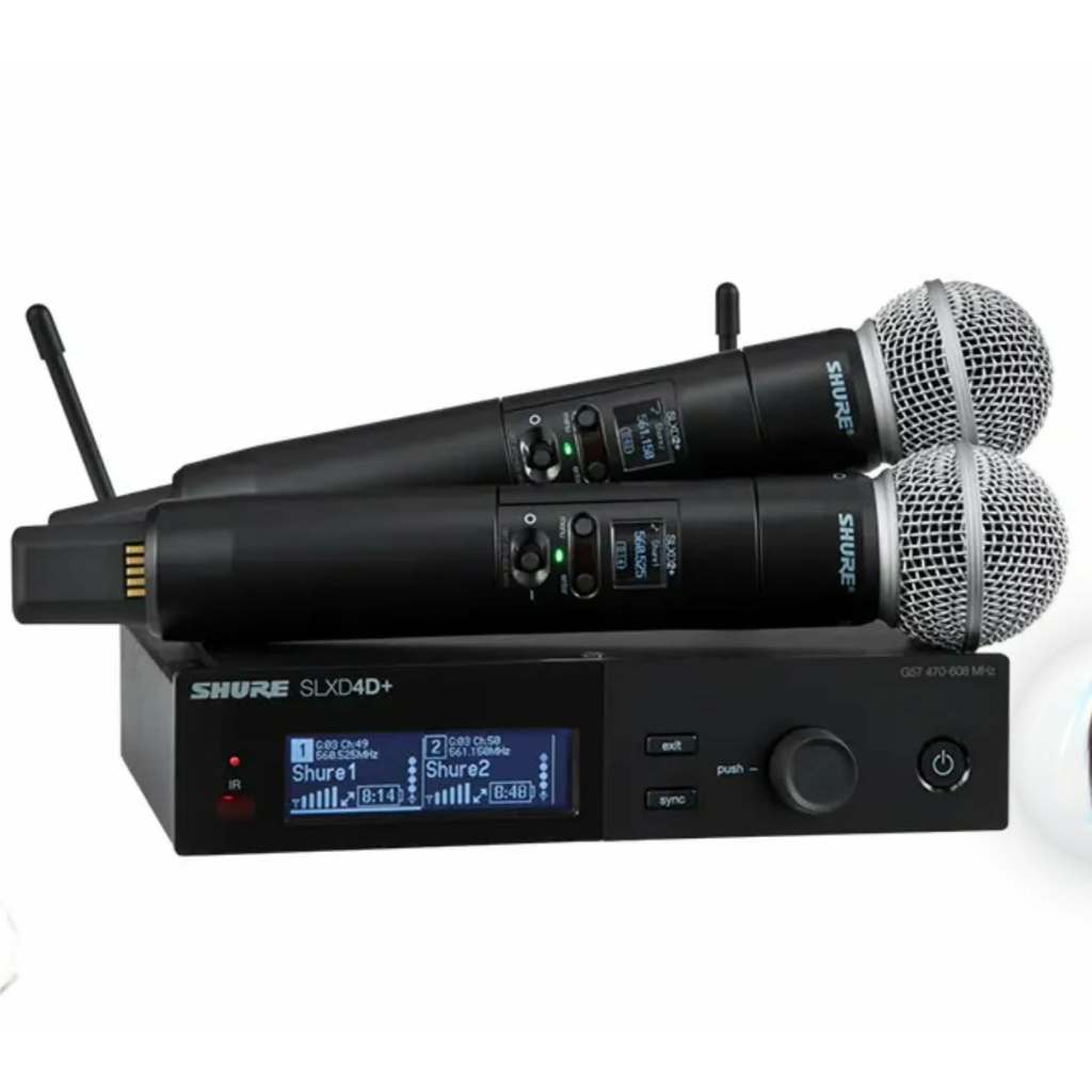 SHURE SLXD24D+A/58-M55 ไมค์ไร้สายคู่ดิจิตอล UHF 2 ช่วงหัว SM58จูนหาคลื่นเร็ว