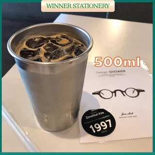 แก้วน้ำสแตนเลสแบบเย็น 500มล. แก้วเครื่องดื่มสำหรับร้านอาหาร