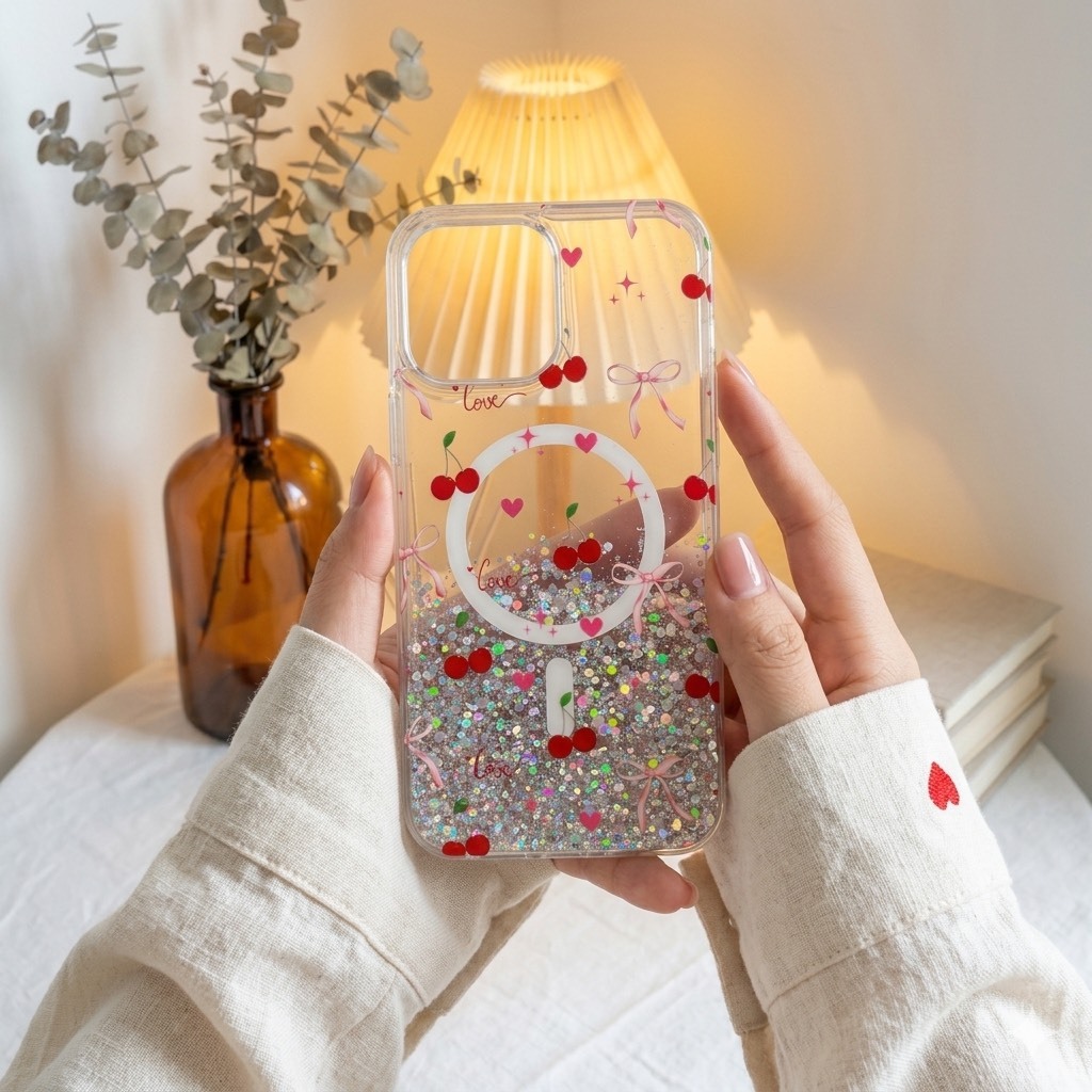 CASE โทรศัพท์งานมือถืองานอะคิลิคใสกริตเตอร์ รูปที่ 4