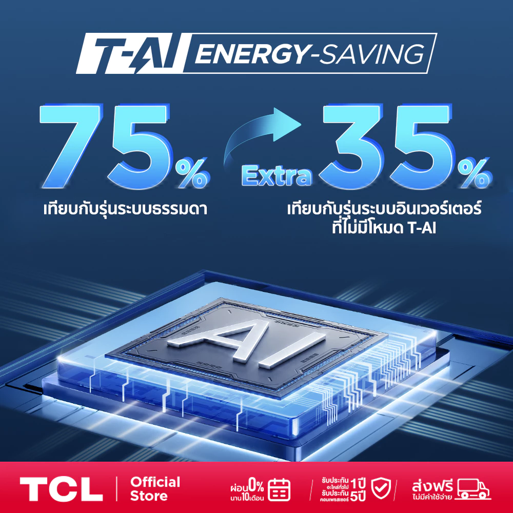 TCL แอร์ Full DC Inverter ขนาด 12,000 BTU รุ่น TAC-XAL12CH2 เครื่องปรับอากาศ SaveIN AI Series เย็นเร็ว ทนทาน ประหยัดไฟ thumbnail 5