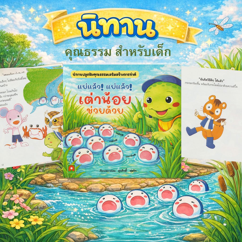 Aksara for kids หนังสือ AQ นิทาน แย่แล้ว แย่แล้ว เต่าน้อย ช่วยด้วยครับ
