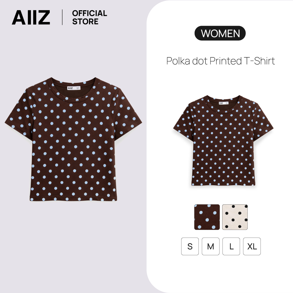 AIIZ (เอ ทู แซด) - AIIZ เสื้อยืดผู้หญิงแขนสั้นพิมพ์ลายจุด AIIZ Women's Polka dot Printed T-Shirt