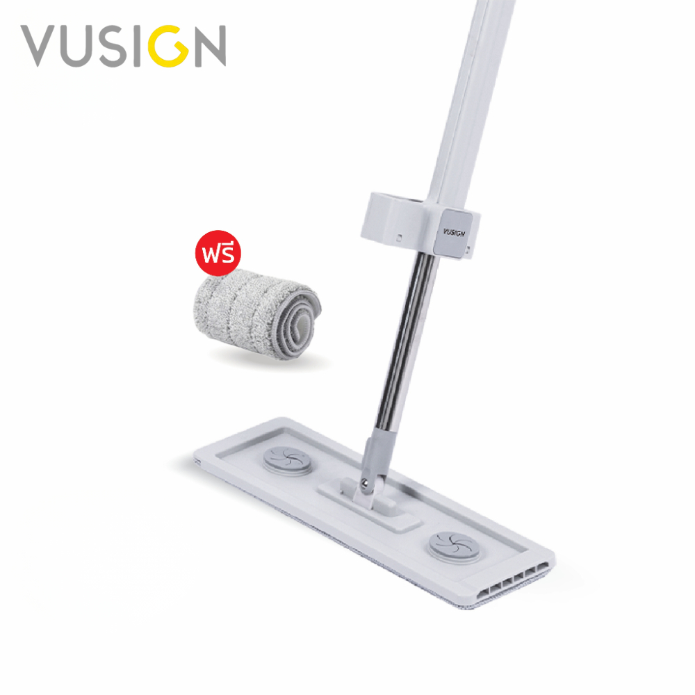 Vusign ไม้ม็อบ ไม้ถูพื้น 45cm หัวม็อบหมุน 360 ํ ถูได้ทั้งพื้นเปียกและแห้ง เก็บสะดวก แข็งแรง Flat mop